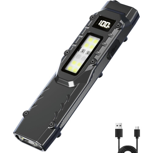 Φακός τσέπης LED EDC Tactical DT007: 1500LM, 7 λειτουργίες, επαναφορτιζόμενος USB-C, IPX5, ψηφιακή