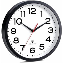 Atomic Wall Clock 10 Inch, Modern Clock Battery Operated Classic Analog Decorative for Kitchen, Living Room, Office, Bedroom, Bathroom (Black)