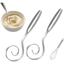 9" Seamless Dough Whisk for Sourdough, Stainless Steel Danish Bread Whisk, Dishwasher Safe, Ideal for Bread, Pizza, Pastry, Cake Batter (2PCS)