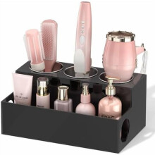 Black Acrylic Hair Tool Organizer – Dryer & Styling Holder, Vanity Caddy for Accessories, Makeup, Toiletries