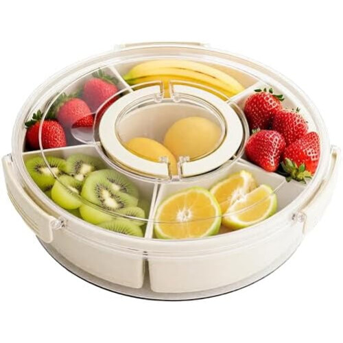 Snackschale mit 6 Fächern, Deckel und Griff
