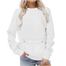 Halloween- und einfarbiges Sweatshirt für Damen, lässige Langarmbluse mit Print, lockerer Oversize-Schnitt, Damen-Sweatshirt-Tops (Z02#Weiß, XL)