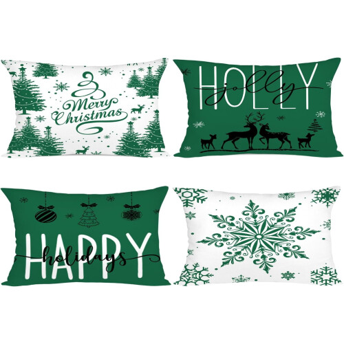 Fodere per cuscini natalizie, set da 4 pezzi (30x50 cm).