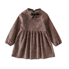 Robe smockée pour bébé fille, robe décontractée à manches longues, robe d'été à imprimé floral, robe de princesse pour petites filles