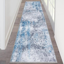 Tapis de couloir vintage lavable HEBE 60 x 240 cm, antidérapant, style bohème – Convient pour la buanderie, la cuisine et la salle de bain.