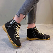 UTTOASFAY Zapatos en liquidación Botas para mujer, Botas de nieve para mujer Botas de tacón plano Botas cortas de algodón para invierno Tallas