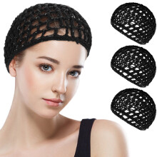 3PCS Mesh Hair Nets for Sleep, Wig & Weave Protection – Elastic Bonnets, Snoods, Crochet Covers, Compatible with All Hair Types