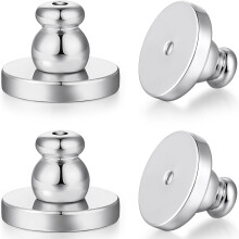 Earring Backs for Droopy Ears, Heavy Stud Lifters & Locking Backings (4pcs), Compatible with Studs, White Gold