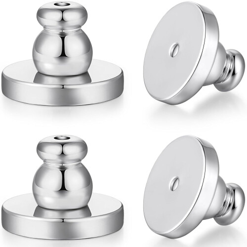 Earring Backs for Droopy Ears, Heavy Stud Lifters & Locking Backings (4pcs), Compatible with Studs, White Gold