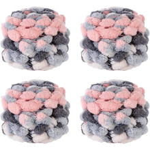 4 Balls Pom Bomb Yarn,100% Polyester Pomp-A-Doodle Jelly Bean POM-POM Ball Yarn for Crochet Knitting Blanket Mat Pet Nest 500g