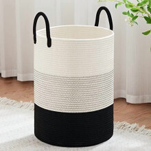 Cesto de roupa suja grande de corda de algodão