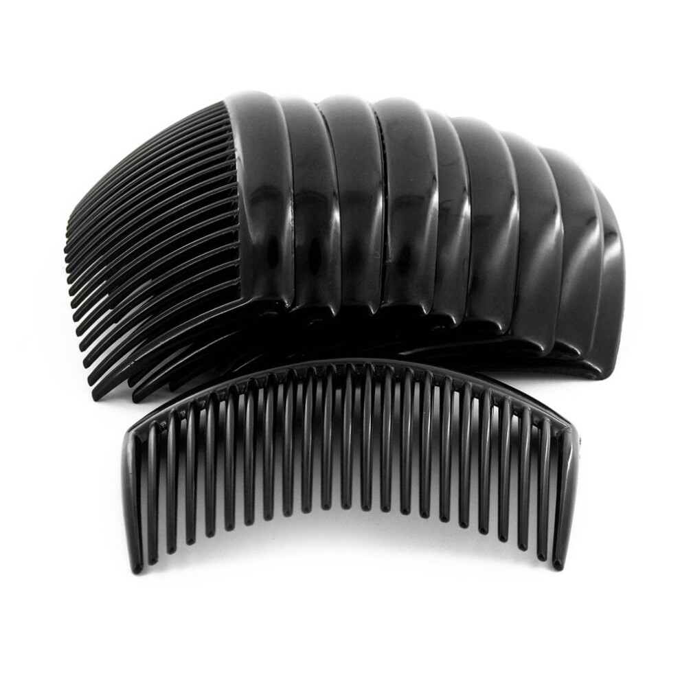 Black 3.2" Plastic Hair Side Comb With Teeth Comb Hairpin Clip For Women, (12Pcs)