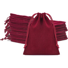 Röda sammets smyckespåsar 20-pack