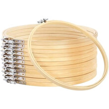 12 Pieces 8 Inch Round Embroidery Hoops Bamboo Circle Cross Stitch Hoop for Embroidery Crafts