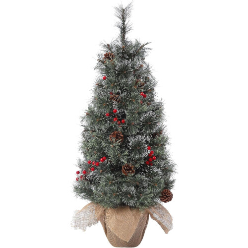3ft Flocked Mini Christmas Tree with LED Lights