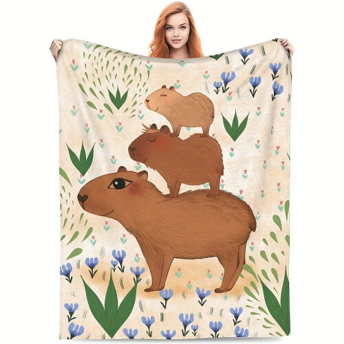 Flanellpledd med capybara-trykk, 150x200 cm