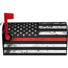 USA Patriotic Firefighter Flag Mailbox Cover, Waterproof Magnetic Wrap for Standard 21"x18" Post Box, Garden & Farmhouse Decor