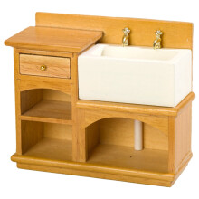 Mobiletto lavabo da bagno in miniatura in legno, scala 1/12