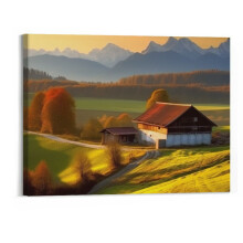 Quadro decorativo em tela com tema de fazenda de outono, 50x40cm