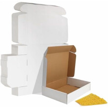 13x10x3 inches Shipping Boxes Set of 25, White Corrugated Cardboard Box Literature Mailer