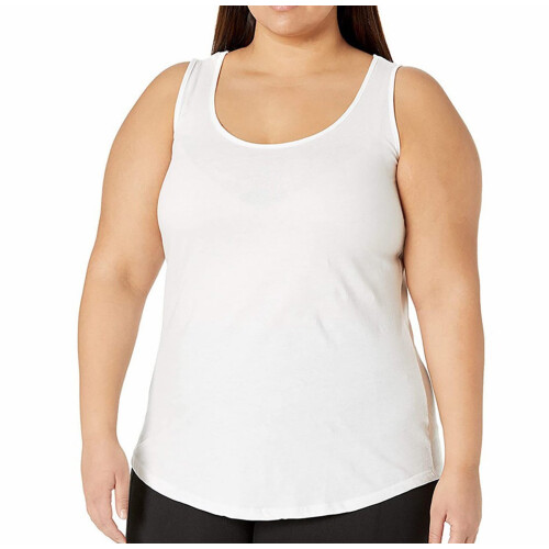 Dames mouwloze oversized tanktop van polyester, wit, maat XXL