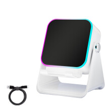 Draadloze Bluetooth-luidspreker met telefoonhouder en RGB-verlichting.