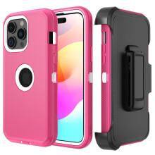 Pouzdro Xhy pro iPhone 15Plus s klipem na opasek, vojenské provedení, nárazuvzdorné pancéřování 3 v 1, robustní a odnímatelné –