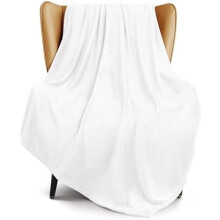 Fleece Throw Blanket for Couch, Sofa, 300GSM Super Soft and Warm Blankets, Pure White Throw All Season Use, Cozy, Plush, Lightweight, 50x60 Inches