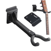 1 Pcs Guitar Hanger Wall Mount Guitar Hangers Hooks Holders with Slat Adapter 180 Adjustable Black Hook Stand Wall Mount for Acoustic Electric Bass