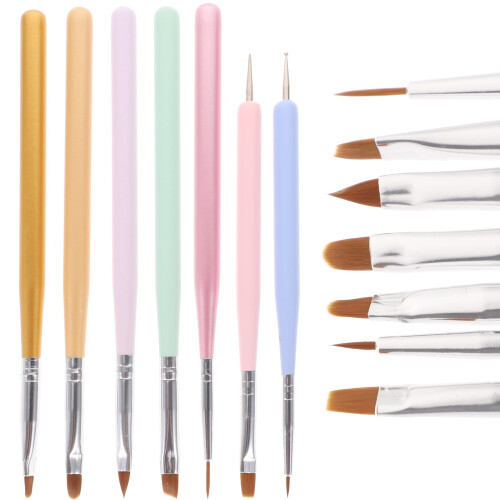 Doppelseitiges Nagelkunstpinsel-Set, verschiedene Farben