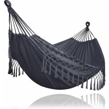Double Hanging Hammock Outdoor Heavy Duty Dark Gray 2-Person