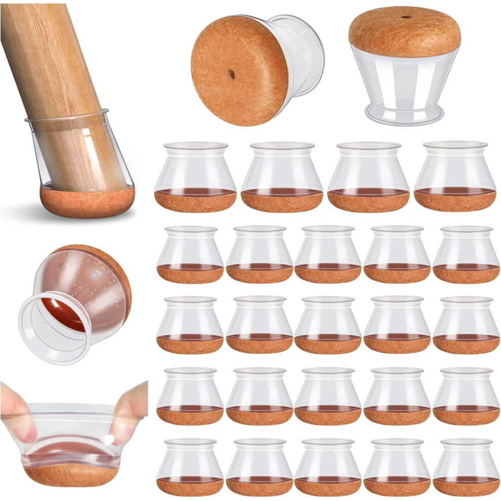24Pcs Silicone Chair Leg Protectors For Hardwood Floors, Felt-Backed Sliders (Fit 1.19"-1.57"), Compatible With Most Chairs 9175034828508