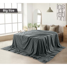 Smoke Gray 100% Cotton Blanket [Big Size - 120x120 Inch] 350GSM Lightweight, Soft and Breathable Thermal Blanket for All Seasons