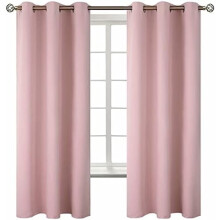 Baby Pink Polyester Blackout Curtains 63in L x 92in W (2