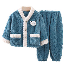 Pijamale pufoase pentru femei, pijamale din fleece, cu nasturi în jos, pijamale de noapte, pulover, pantaloni pufoși, iarna, pijamale de pluș,
