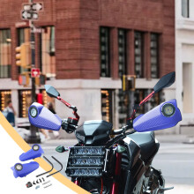 Protège-mains de moto avec éclairage LED et motif fibre de carbone
