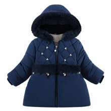 Vinterjackor för flickor, kraftig huvad täckjacka för barn, parkas i fleece, snökläder, ytterkläder