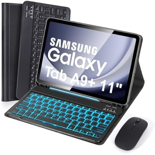 Capa com teclado retroiluminado e mouse para Samsung Galaxy Tab A9+