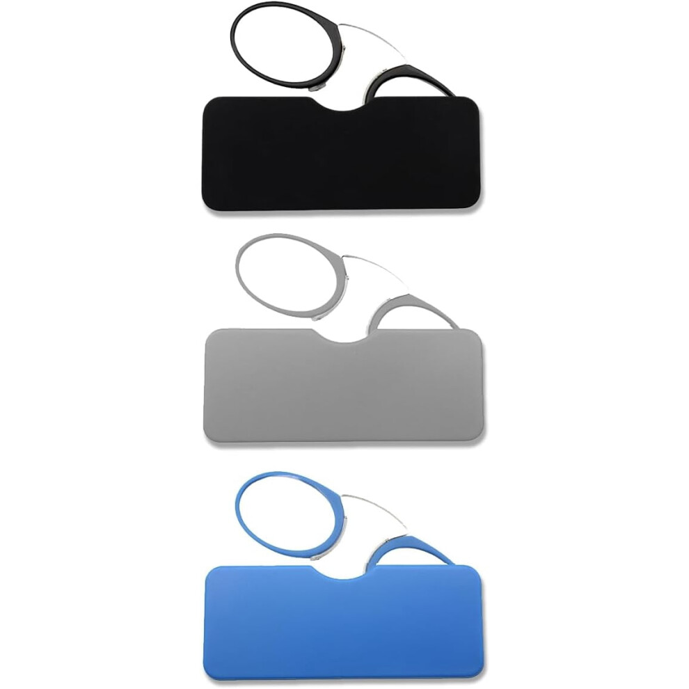 Mini Armless Reading Glasses for Men Women Slim Thin Clip on Nose Readers with Small Portable Case