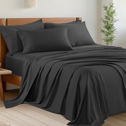 Ensemble de draps Queen en rayonne de bambou et microfibre 4 pièces