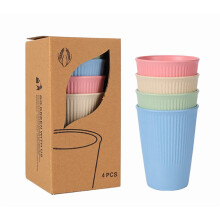 4er-Packung 12oz Trinkbecher aus Weizenstroh