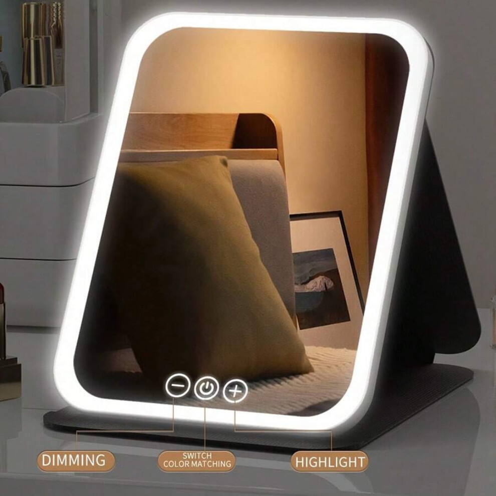 Lighted Makeup Mirror Portable Foldable Rechargeable