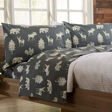 Ensemble de draps jumeaux en microfibre brossée avec imprimé forêt