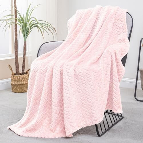 Mikrofiberpledd med jacquardbladmønster