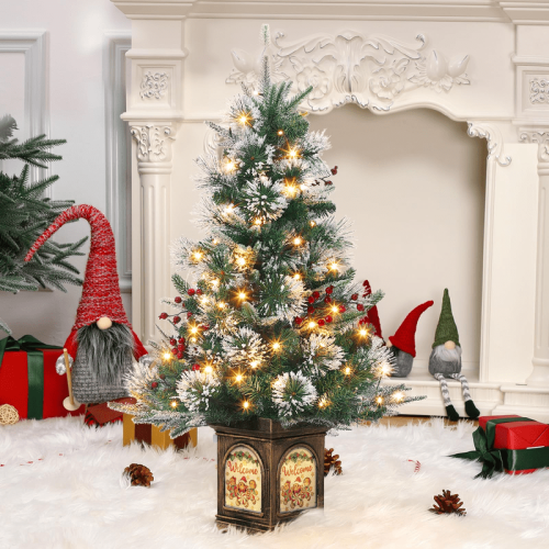 Christmas Tree Flocked Fiber Optic 3ft-4.5ft
