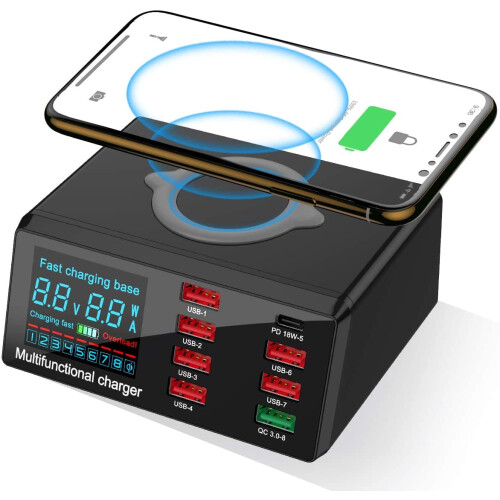 Caricabatterie USB e wireless a 8 porte da 100 W