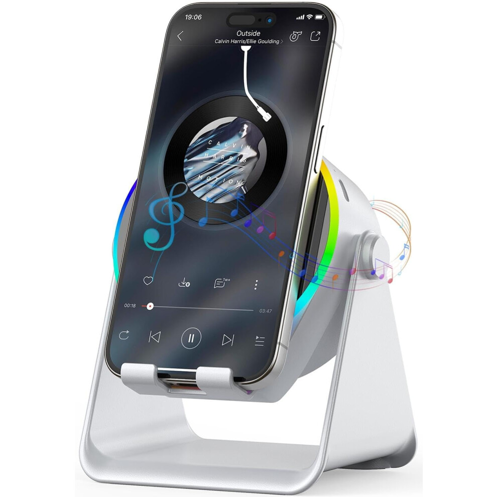 5-In-1 Wireless Induction Speaker & Phone Stand With Rgb 360 Rotation, Compatible With Iphone, Android, Ipad, Samsung Galaxy Light 9357860856010