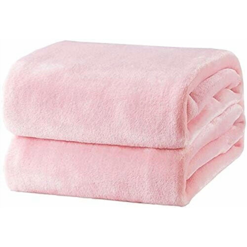 Blødt polyester fleece tæppe queen size pink