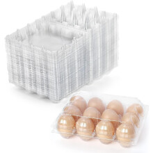 60 Pcs Clear Plastic Egg Cartons, 12-Count, 3x4 Grid, Reusable for Chicken Eggs – Compatible with Standard Egg Sizes