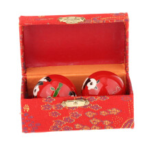 2pcs Chinese Baoding Massage Balls with Storage Box – Panda Red, Reusable, Smooth, for Stiffness Relief & Hand Exercise – Compatible with Kids